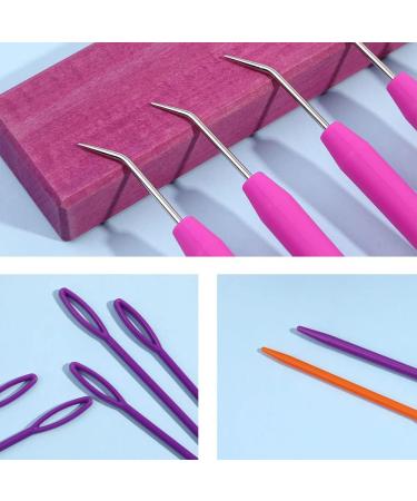 Loom Knit Hook Set - 8 Pcs Pink Crochet Needle Kit with 12 Colorful Plastic Needles - Buy Online on GoSupps.com
