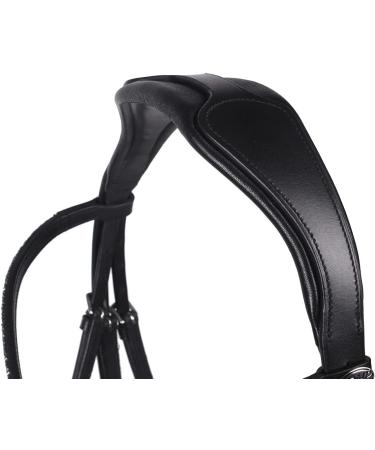 QHP Swedish Bridle Lupine Leather Browband with Rhinestone Splinters - Thoroughbred Black/Grey | International Shipping Available - Buy Online on GoSupps.com