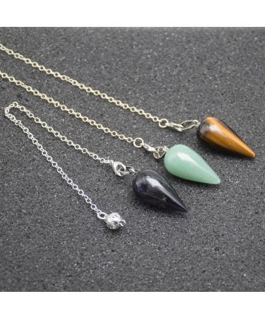 Natural Stone Water Drop Pendulum - Dowsing & Divination Wicca Jewelry in Pink Crystal | Reiki & Spiritual Healing - Buy Online on GoSupps.com