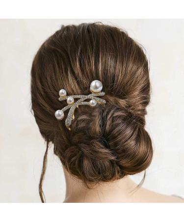 Chicamy Plug-In Combat Hair Crest - 4 Teeth Strass Socket Comb & Pearl Wedding Accessories for Women - 2 Pieces Silver Crystal Hair Accessories - Buy Online on GoSupps.com