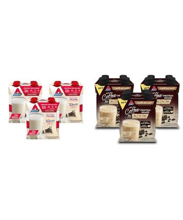Atkins Vanilla Cream Meal Size Protein Shake with 23g Protein & Atkins Caf au Lait Iced Coffee Protein Shake with 15g Protein 12 Count