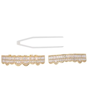 Hip Hop Teeth Grills Small Crown Shape Easy To Put on Safe To Use Teeth Set Convenient To Use for Men and Women for Halloween Parties Gold