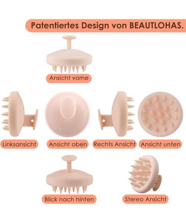 Beige Scalp Massage Brush - Silicone Shampoo Massager for Dandruff Removal & Hair Growth Stimulation | Worldwide Shipping - Buy Online on GoSupps.com