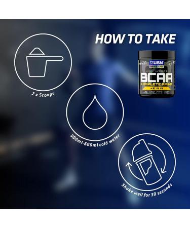 USN Complete Amino Apple Flavour BCAA + EAA 400g - High Impact Essential Amino Acids & BCAA Powder - Buy Online on GoSupps.com