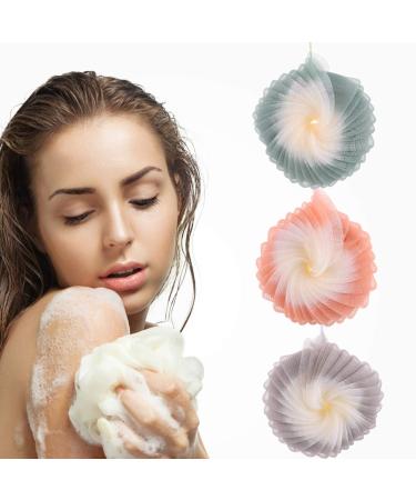 3 Pcs Two-Ball Bath Scrubber Set | Mesh Bath Sponge & Loofah for Luxurious Shower | International Shipping Available - Buy Online on GoSupps.com