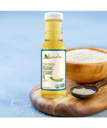 Kevala Extra Virgin Organic Sesame Oil - 8 fl oz (236 ml) - Pure & Natural Cooking Oil - Buy Online on GoSupps.com