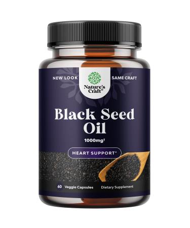 Black Cumin Seed Oil Capsules - Nigella Sativa Focus Supplement and Immune System Support for Digestive Health - Antioxidant Black Seed Oil Capsules and Hair Supplement with Hair Growth Vitamins 500mg