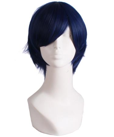 MapofBeauty Cosplay Costume Men's Short Straight Wig (Black/Blue) Black/ Blue - Buy Online on GoSupps.com