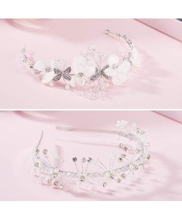 Princess Wedding Flower Crown Set with Crystal Hair Pieces for Girls - Perfect for Wedding, Communion, and Flower Girls - Buy Online on GoSupps.com