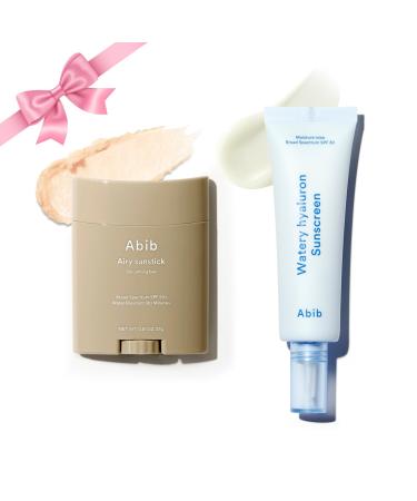 Abib Airy&Watery Sun Care Duo : Airy Suntick&Watery Hyaluron Sunscreen - Korean Suncreen Suncare Sunblock No White cast Reef Safe Hyaluronic Acid