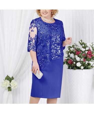 Floral Lace Sheath Dress for Women Plus Size XXL - Dark Blue-1 | Knee Length Work Casual Party Cocktail Dress - Buy Online on GoSupps.com
