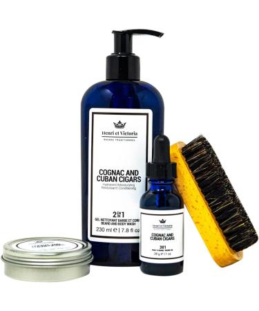 Premium Beard Care Kit - Cognac & Cuban Cigars | International Shipping Available - Buy Online on GoSupps.com