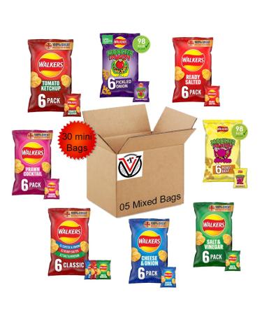 Walkers Flavour Crisps 6 Packs | 05 Bags Mixed Flavour | Total 30 Mini Bags - Buy Online on GoSupps.com