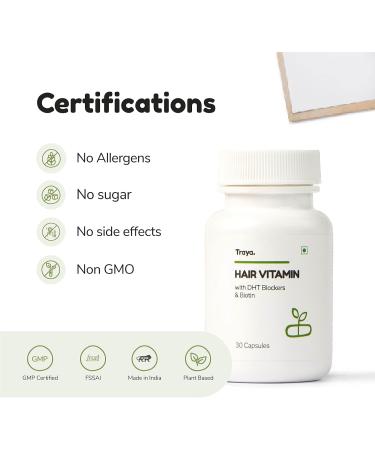 Generic Hair Vitamins Capsules Natural DHT Blocker & Biotin Capsules for Hair Growth Hair Fall Control Contains 12 mcg Biotin Vitamin Iron Omega 3 & Bhringraj (30 Multivitamins for Hair) - Buy Online on GoSupps.com