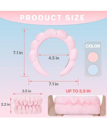 Leezmark 6 PCS Face Wash & Spa Headband Wristband Set - Pink & Light Blue | Makeup & Skincare Headbands for Washing Face - Buy Online on GoSupps.com
