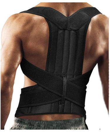 Adjustable Posture Corrector Back Support Shoulder Back Brace Posture Correction Spine Postural Fixer Tape (Color : Black Size : M Code) Feito na China Full moon lofty ambition