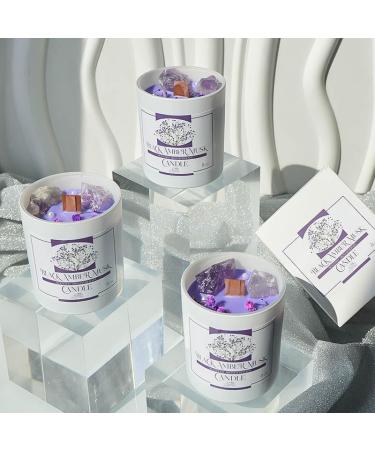 Scented Candles Gifts for Women | Non-Toxic Amber Candle with Crystals & Wooden Wick | Aromatherapy Stress Relief | 50hr Burn Time - Buy Online on GoSupps.com