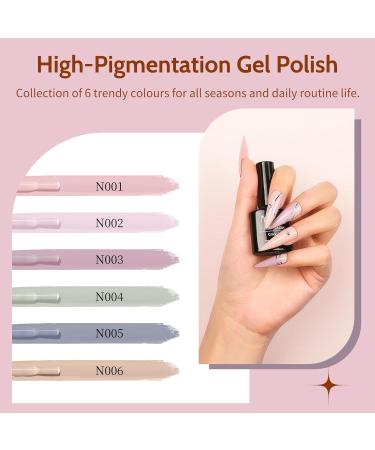 Maykawe Gel Nail Polish Set with 48W Nail Lamp - 6 Nude, Gray, Pink, Purple Colors - Base Top Coat, Manicure Tools - Shellac Nail Art Kit for Beginners - Home Salon Starter Kit - Buy Online on GoSupps.com
