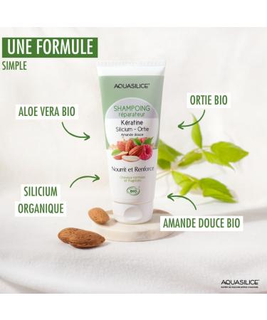 Certified Organic Keratin Repair Shampoo - COSMOS ORGANIC COSMEBIO - AQUASILICE - Made in France - Buy Online on GoSupps.com