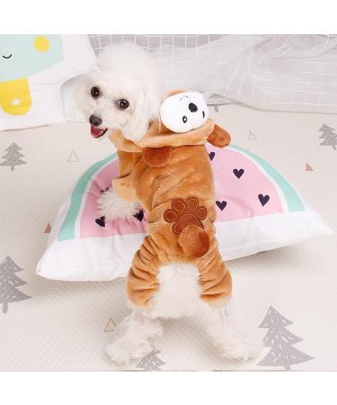 Dog Clothes for Small Dogs - Cute Winter/Spring Pajamas Jumpsuit for Tiny Chihuahua, Yorkie - Small Dog Apparel, Cat Outfit - Brown Bear Design (Medium) - Buy Online on GoSupps.com