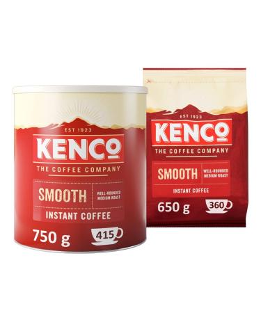 Kenco Instant Coffee Bundle | 1 x Kenco Smooth 750g Tin and 1 x Kenco Smooth 650g Refill Bag
