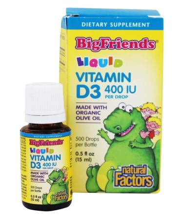 Natural Factors Big Friends Liquid Vitamin D3 10 mcg 400 IU 0.5 fl oz (15 ml)