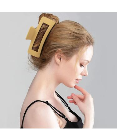 4 Pack Extra Large Hair Claw Clips for Thick & Long Hair - Non-slip Square Jaw Clips for Curly Hair - Strong Hold Matte Hair Clamps - Neutral Colors - Buy Online on GoSupps.com