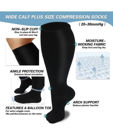 Buy Oversized Compression Stockings - Extra Large Graded Calf Support Socks for Travel Pregnancy & Nurses (3XL 4XL) - Buy Online on GoSupps.com