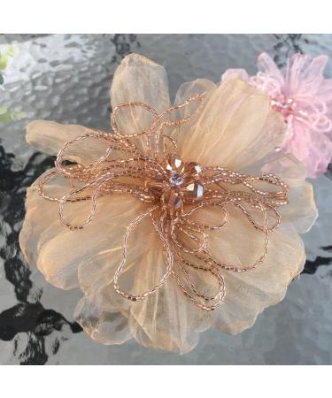 Handmade Flower Patch Yarn Beaded Applique - Ch Champagne C for Wedding Dress Suit Decoration - Buy Online on GoSupps.com