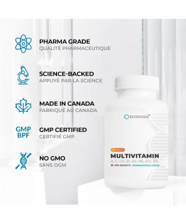Biogenique Multivitamin - Complete Multivitamin for Adults Supports Energy Immunity & Overall Health - 1 Month Supply - Multi vitamins Women & Men supplement Made in Canada Non-GMO - Buy Online on GoSupps.com