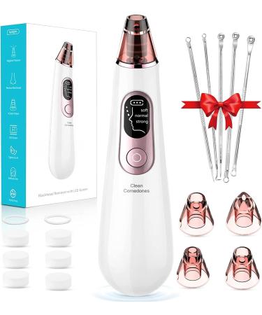 Blackhead Remover Pore Vacuum  Electric Blackhead Extractor Pore Vacuum - Rechargeable Facial Pore Cleaner with LED Screen  4 Suction Probes & 3 Modes - Blackhead Remover Tool for Men & Women White