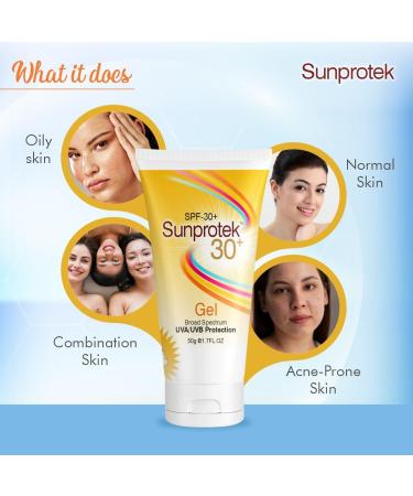 Sunprotek 30+ Gel - Advanced W/O/W Encapsulation Technology | 1.76 oz | International Shipping Available - Buy Online on GoSupps.com