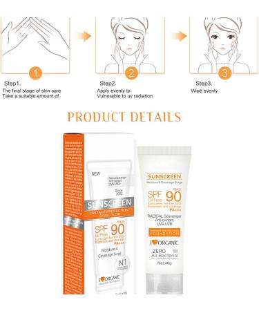  Sloane SPF 90 Face Sunscreen - Natural Broad Spectrum Sunscreen Oil Free | Face & Face Sunscreen Sun Protection for Face Arms Thighs for Most - Buy Online on GoSupps.com