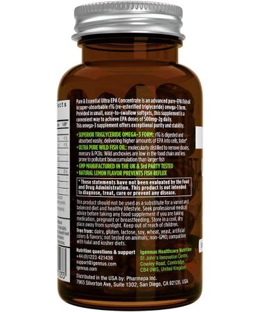 Pure & Essential Ultra Pure EPA Omega-3 Concentrate 500mg Wild Fish Oil rTG - 90 Small Softgels - Buy Online on GoSupps.com
