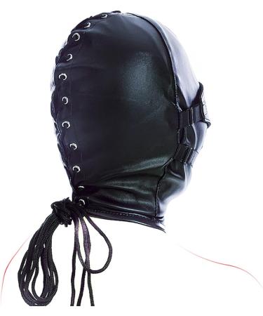 THAT NIGHT Leather Hood Mask with Detachable Eye Mask - Bondage Headgear in Black - Buy Online on GoSupps.com