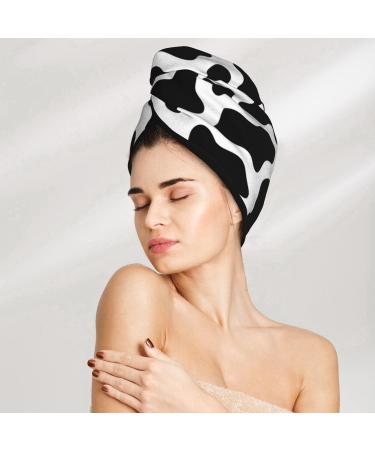 Buy Cow Print Microfiber Hair Towel | Soft Absorbent Quick Dry Wrap for Long Curly Hair - Buy Online on GoSupps.com