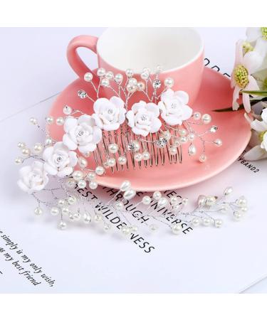 FRCOLOR Pearl Hair Accessories teasing bridal headpiece flower girl clip Bridal Bridal Side Combs Bridal Hairpin Bridal Headdress Pearl Wedding headgear Women Hair Accessories - Buy Online on GoSupps.com