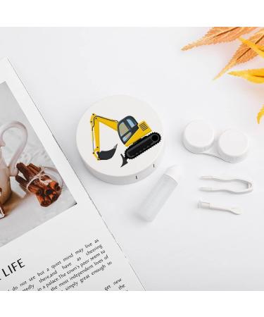 Excavator Cartoon Round Case For Contact Lens Kit Storage Box with Mirror Printed - Buy Online on GoSupps.com