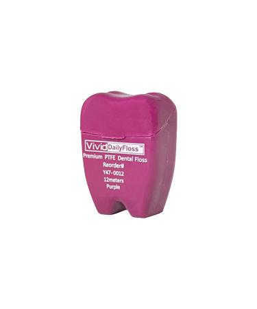 Premium Flavored PTFE Dental Floss comes with color coded tooth shape case 12 meter Pack of 72 (Grape PTFE Floss) DailyFloss by Vivid