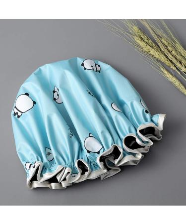 2 Piece Waterproof Shower Hood Bath Cap for Women - Reusable Elastic Hair Cap in Blue & Gray | Ideal for Bathing and Spa - Buy Online on GoSupps.com