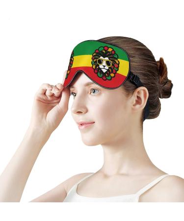 Lion Glasses Jamaica Rasta Sleep Mask Eye Cover for Sleeping Blindfold with Adjustable Strap Blocks Light Night Travel Nap for Men Women - Buy Online on GoSupps.com