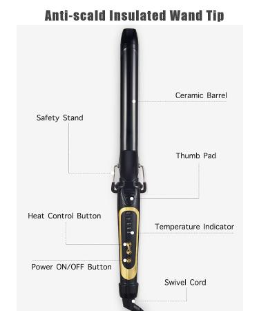 Lanvier 1 Inch Curling Iron - Extra Long Professional Hair Curler with Ceramic Tourmaline Barrel, Dual Voltage, Up to 450آ°F - Perfect for Waves & Curls - Black - Buy Online on GoSupps.com