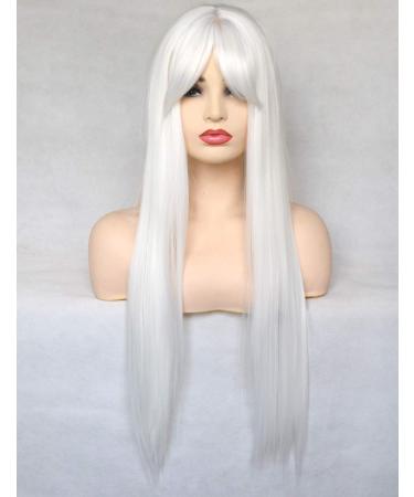 BLUPLE 22 Platinum White Synthetic Hair Wig for Cosplay Daily Wear - No Lace Straight None-Lace Wig #1001 - Buy Online on GoSupps.com
