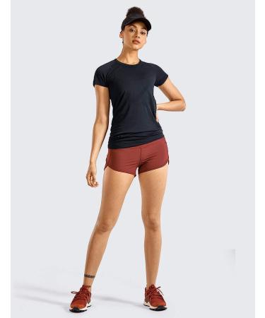 CRZ YOGA Seamless Women's Workout Shirt - Short Sleeve Athletic Tee, Quick Dry & Breathable - Black, Medium - Buy Online on GoSupps.com