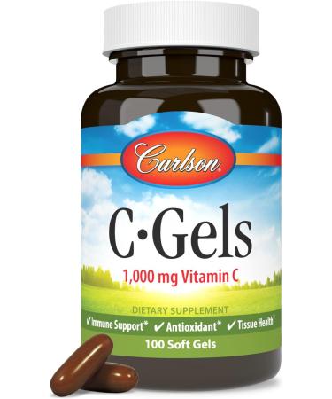 Carlson - C-Gels 1000mg Vitamin C Softgels Immune Support & Heart Health Vitamin C Softgels Antioxidant Vitamin C Supplement 100 Softgels 100 Count (Pack of 1) - Buy Online on GoSupps.com