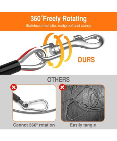 Pawaboo 30ft Dog Tie Out Leash - Heavy Duty Cable for Small to Large Dogs (Up to 125lbs) with 360 Rotating Hook - Red - Buy Online on GoSupps.com