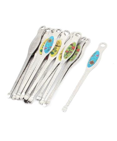 Qtqgoitem Metal Floral Printed Earpick Ear Wax Removal 70mm 15pcs Silver Tone (Model: b73 1e4 8d6 29a 6d7)