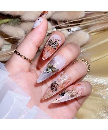 Gold Slider Decals Winter Nail Design Maple Leaf Nail Stickers 3D Valentine Rose Holographics(CJ-017) - Buy Online on GoSupps.com