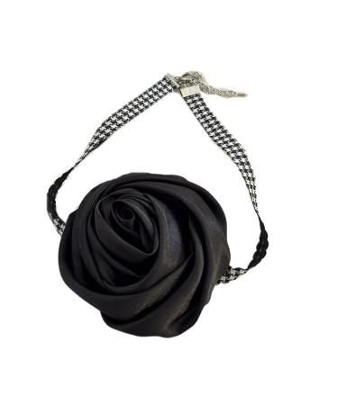 OralGos Bohemian Rose Necklace Temperament Choker Clavicle Chain for Women Trendy Jewelry Gift Satin