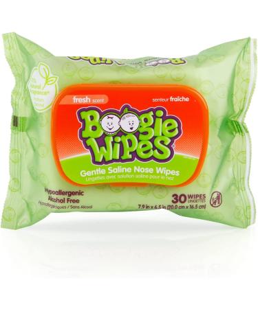 Boogie Wipes Natural Saline Wipes for Stuffy Noses Fresh Scent 30 Wipes